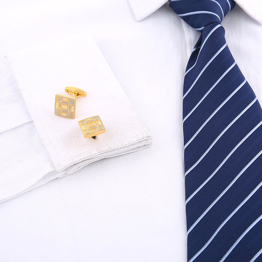 Camisa de Vestir con Puños Franceses y Gemelos Dorados Premium - Image 9