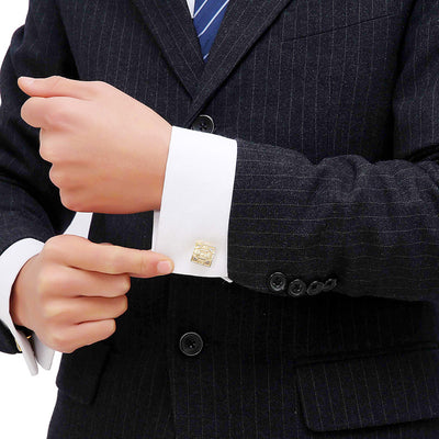 Camisa de Vestir con Puños Franceses y Gemelos Dorados Premium - Image 5