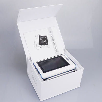 White electronic apex locator with a screen, power adapter, white cables, and various metal and black probes for endodontic root canal testing. - Image 8