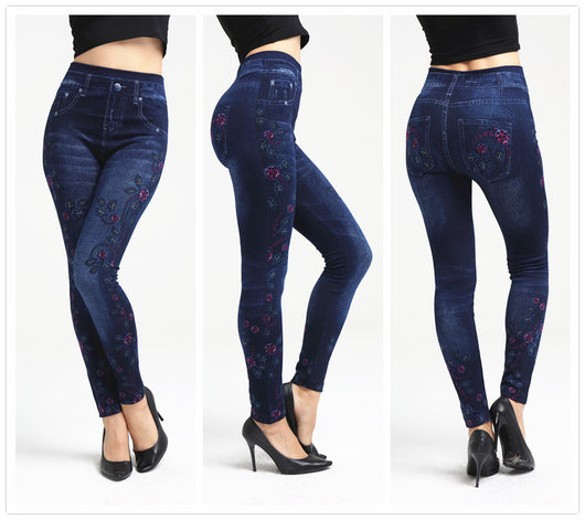 Leggings de Algodón con Estampado Floral de Enredadera Lateral - Image 8