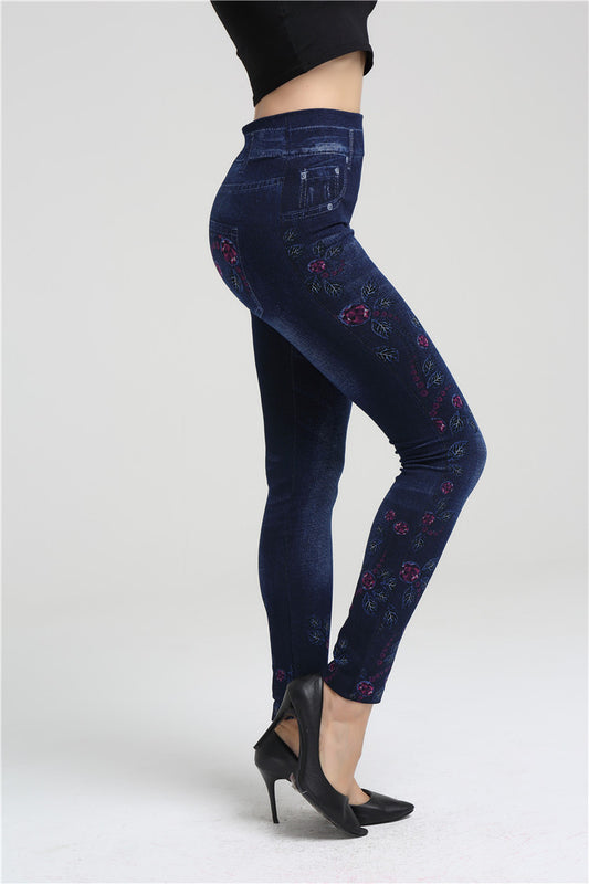 Leggings de Algodón con Estampado Floral de Enredadera Lateral - Image 2