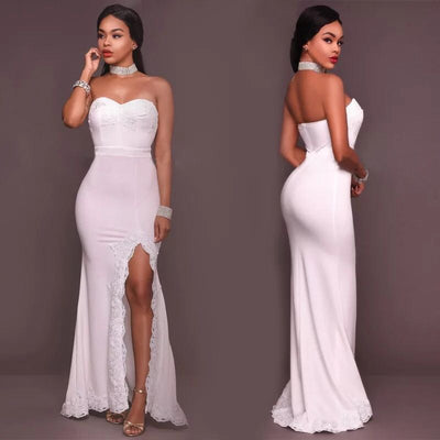 Vestido Largo Ajustado de Encaje para Fiestas y Cumpleaños - Image 10