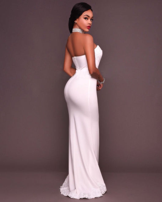 Vestido Largo Ajustado de Encaje para Fiestas y Cumpleaños - Image 9