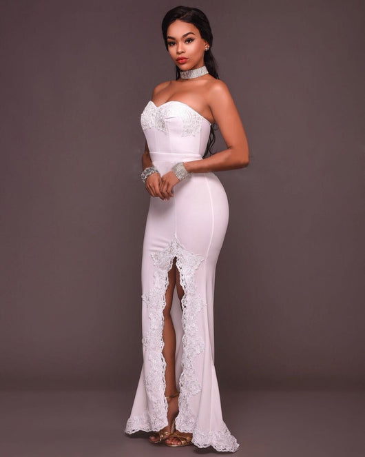 Vestido Largo Ajustado de Encaje para Fiestas y Cumpleaños - Image 5