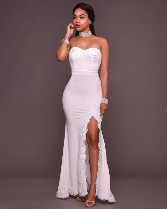Vestido Largo Ajustado de Encaje para Fiestas y Cumpleaños - Image 2