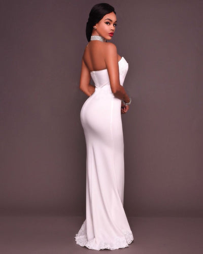 Vestido Largo Ajustado de Encaje para Fiestas y Cumpleaños - Image 3