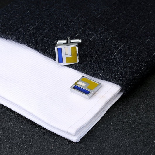 Camisa de Negocio Francesa para Hombre con Esmalte Cuadrado y Botones de Puño - Image 11