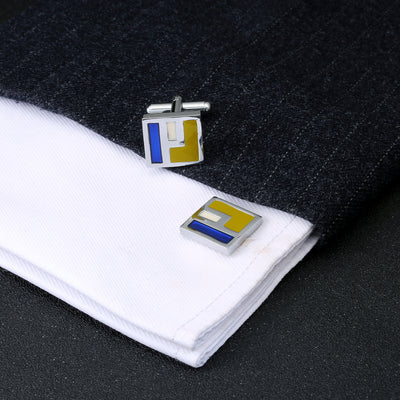 Camisa de Negocio Francesa para Hombre con Esmalte Cuadrado y Botones de Puño - Image 5