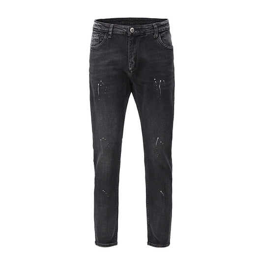 Jeans Gris Desgastado con Efecto Tinta - Corte Slim Elástico