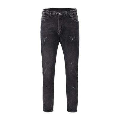 Jeans Gris Desgastado con Efecto Tinta - Corte Slim Elástico