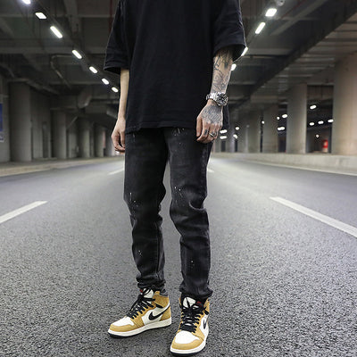 Jeans Gris Desgastado con Efecto Tinta - Corte Slim Elástico - Image 2