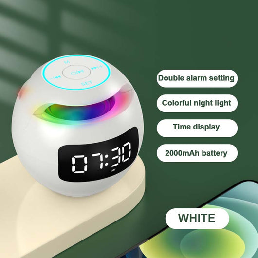 Parlante Bluetooth Dual con Alarma y Luz Nocturna Multicolor - Image 3