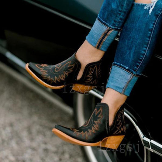 Bota Chelsea con Bordado Artesanal Europeo Americano