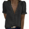 Camiseta Casual Mujer con Encaje Jacquard Manga Corta