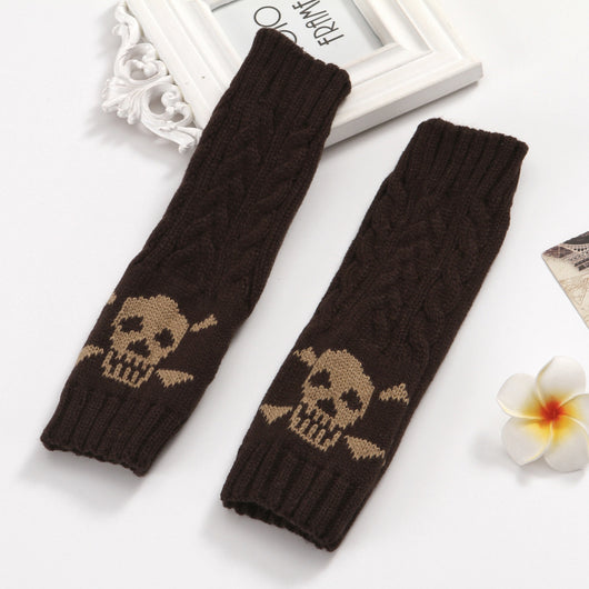 Guantes Cortos de Lana con Diseño Calavera Trenzada - Image 11