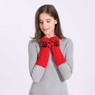 Guantes Cortos de Lana con Diseño Calavera Trenzada - Image 13