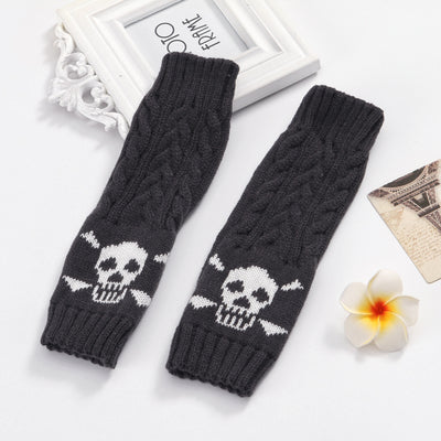 Guantes Cortos de Lana con Diseño Calavera Trenzada - Image 17