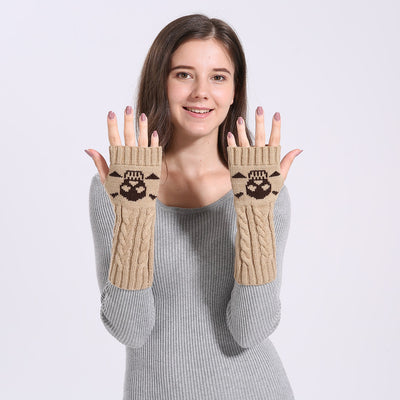 Guantes Cortos de Lana con Diseño Calavera Trenzada - Image 2
