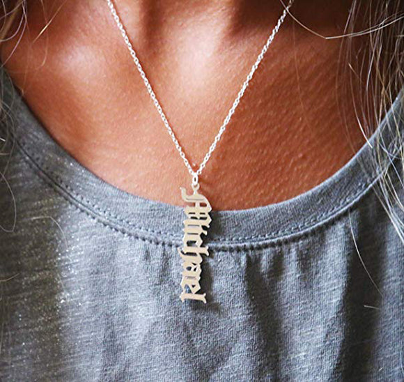 Collar Personalizado Acero Inoxidable Colgante Firma Vertical