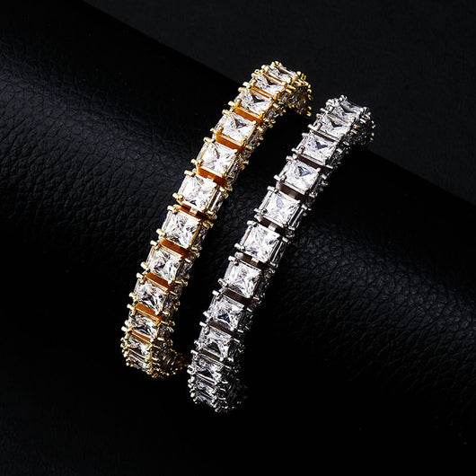 Pulsera Hip-hop Cuadrada Tres Lados con Zircones Completos - Image 8
