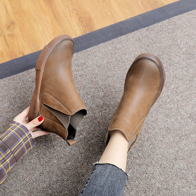Botas Cortas Retro de Piel de Res Talla Grande para Mujer - Image 11