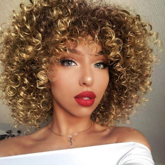 Peluca Rizada Africana Estilo Europeo - Cabello Explosivo Voluminoso