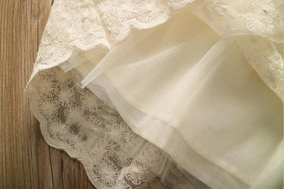 Vestido Princesa Niña con Encaje Calado y Cuello Redondo - Image 10