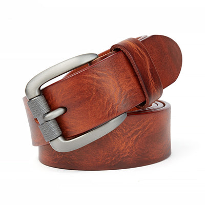 Cinturón de Cuero Curtido Vegetal para Hombre - Hebilla de Pasador Estilo Retro Vintage - Image 8