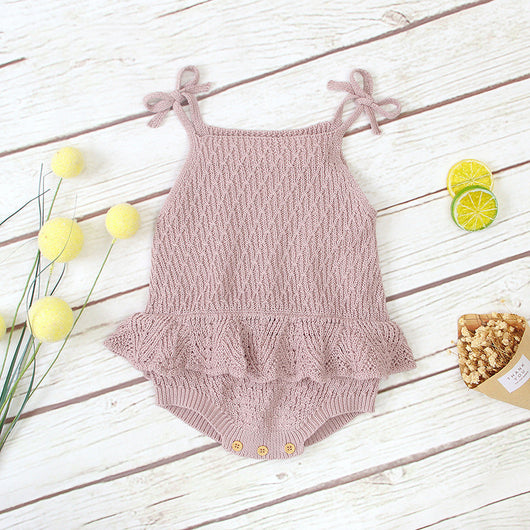 Pelele de Punto para Bebé Niña con Volantes y Tirantes - Image 3