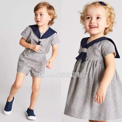 Conjunto de Hermanos Estilo Náutico en Algodón y Lino - Image 8