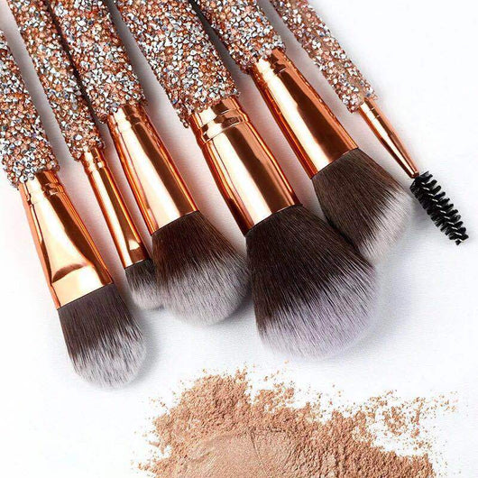 Set de 10 Brochas de Maquillaje con Cristales de Diamante - Image 2