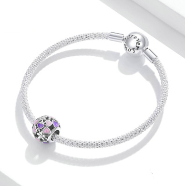 Abalorio Charm de Plata Hueca Amor Púrpura 925 - Regalo Día de San Valentín - Image 4