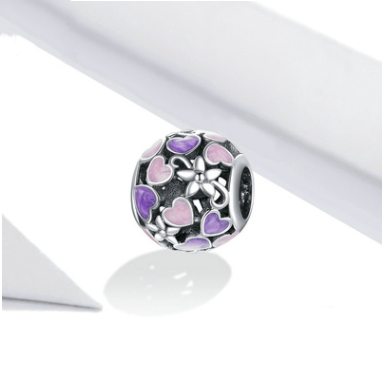 Abalorio Charm de Plata Hueca Amor Púrpura 925 - Regalo Día de San Valentín - Image 3
