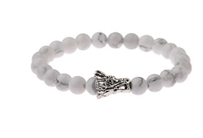 Pulsera de Piedra Volcánica y Howlita con Diseño Oriental - Image 7