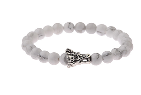 Pulsera de Piedra Volcánica y Howlita con Diseño Oriental - Image 7