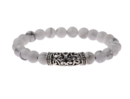 Pulsera de Piedra Volcánica y Howlita con Diseño Oriental - Image 9