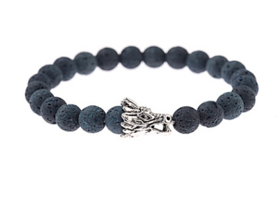 Pulsera de Piedra Volcánica y Howlita con Diseño Oriental - Image 2