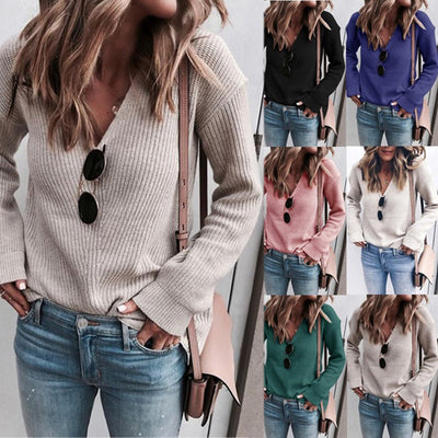 Blusa Tejida de Escote en V para Mujer - Diseño Clásico y Versátil - Image 13