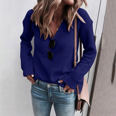 Blusa Tejida de Escote en V para Mujer - Diseño Clásico y Versátil - Image 7