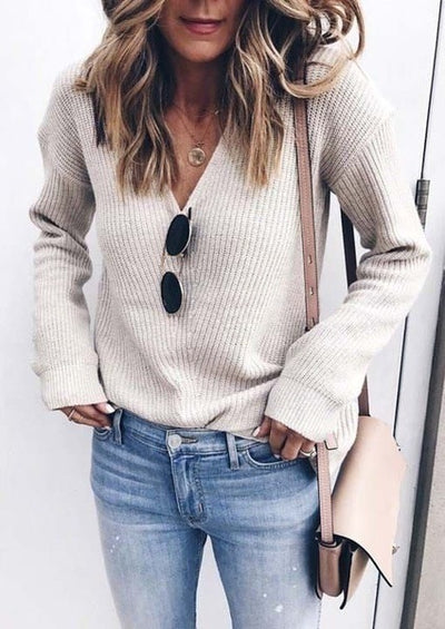 Blusa Tejida de Escote en V para Mujer - Diseño Clásico y Versátil - Image 6