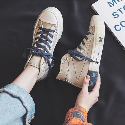 Zapatillas Canvas Altas Ulzzang Coreanas - Estilo Urbano Trendy para Mujer - Image 2