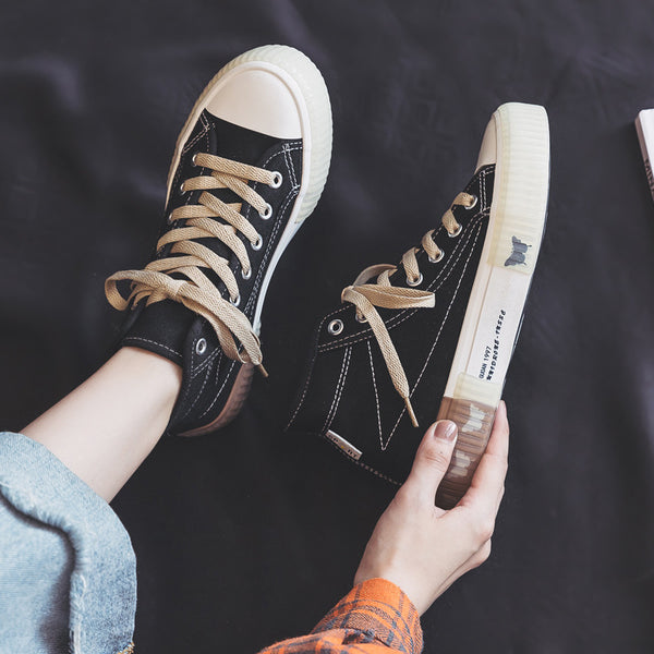 Zapatillas Canvas Altas Ulzzang Coreanas - Estilo Urbano Trendy para Mujer