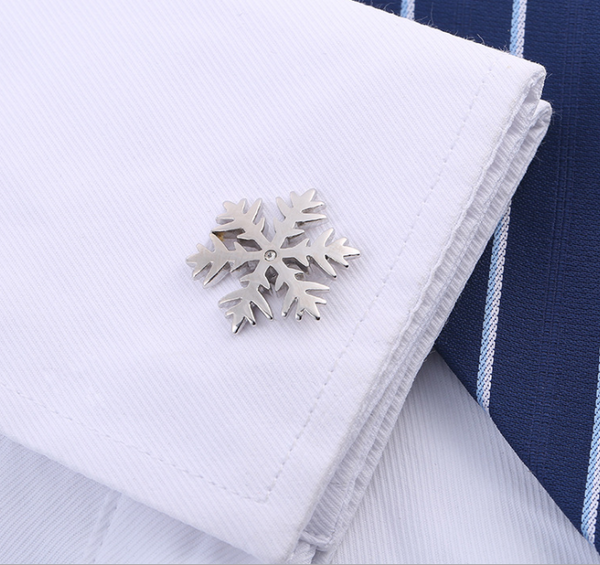 Gemelos Plateados con Diseño de Copo de Nieve y Diamante para Hombre