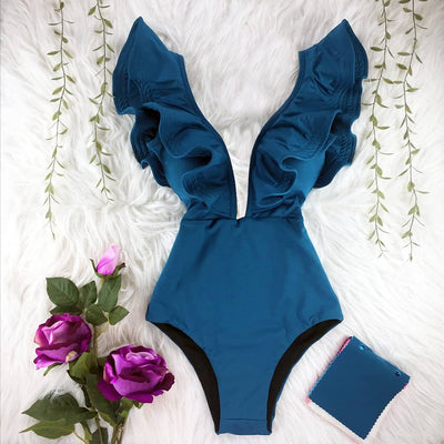 Traje de Baño Entero Estampado con Hombro Único y Volantes - Image 12