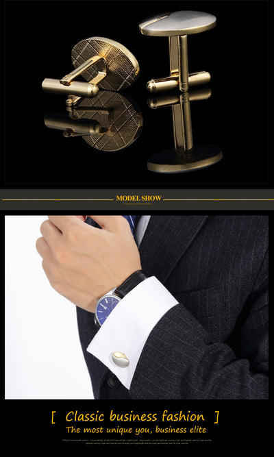 Gemelos Bicolor Chapado en Oro con Acabado Cepillado para Hombre - Image 7