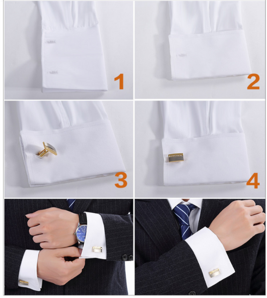 Gemelos Bicolor Chapado en Oro con Acabado Cepillado para Hombre - Image 9