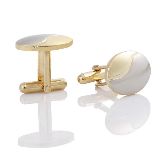Gemelos Bicolor Chapado en Oro con Acabado Cepillado para Hombre - Image 10