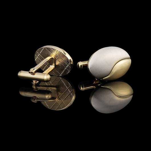 Gemelos Bicolor Chapado en Oro con Acabado Cepillado para Hombre