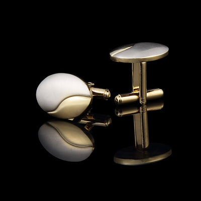 Gemelos Bicolor Chapado en Oro con Acabado Cepillado para Hombre - Image 3