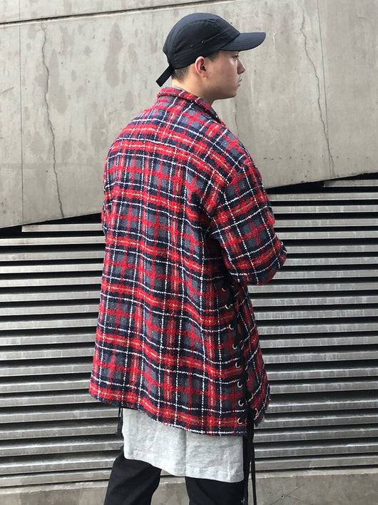 Camisa de Franela Roja a Cuadros con Detalles de Cuerda - Image 8